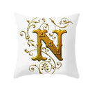 Axyaa European Gold 26 Letters Digital Printed Pillowcase for Home Decor