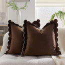 Axyaa Wave Fringed Velvet Cushion Cover in Various Colors