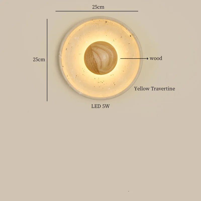 Axyaa Nordic LED Wall Lamp Wood Yellow Travertine Rotatable Light