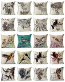 Axyaa Linen Cushion Cover 45x45cm, Flower & Animal Design for Sofa & Bed