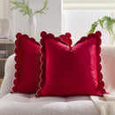 Axyaa Wave Fringed Velvet Cushion Cover in Various Colors