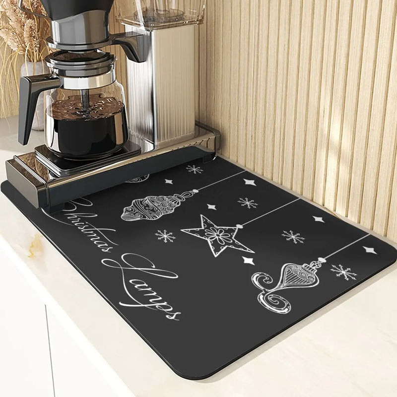 Axyaa Christmas Style Sink Mat, Coasters & Dining Table Accessories, English Letters Design