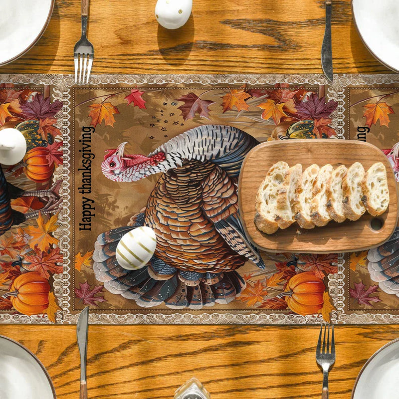 Fall Turkey Pumpkin Table Runner by Axyaa: Thanksgiving Dining Coffee Wedding Decor
