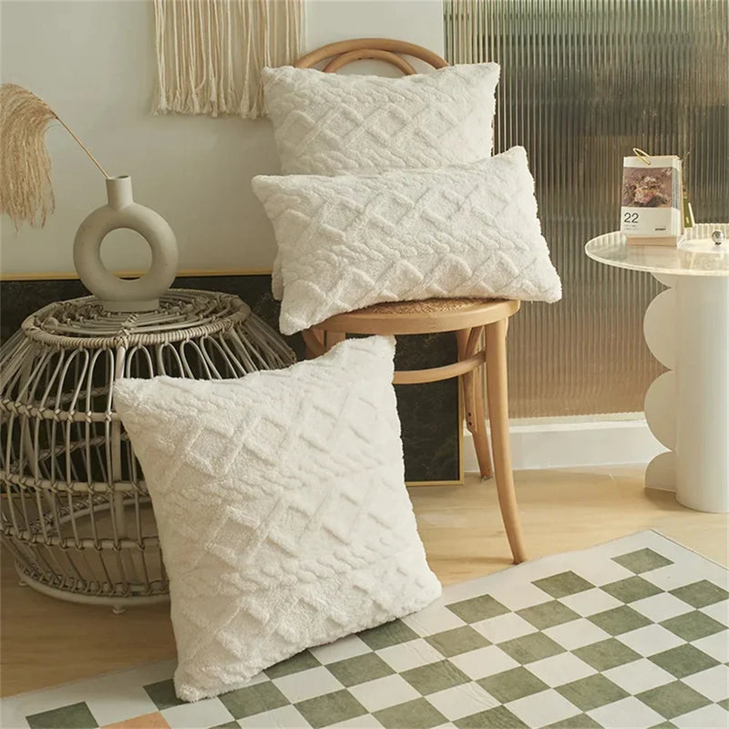 Axyaa Vintage Knit Plush Pillow Cover 45x45 Sofa Couch Cushion Case