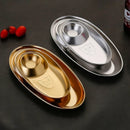 Axyaa Stainless Steel Golden Snack Plate for Serving, Restaurant Tableware