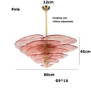Colorized Glass Leaves Chandelier by Axyaa: Stoned Art Glass, Dimming Function