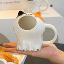 Axyaa Big Mouth Cat Ceramic Mug with Gift Box and Straw