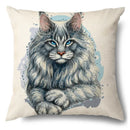 Axyaa Cartoon Kitty Cat Linen Pillowcase for Bed, Couch, and Sofa Décor