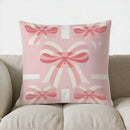 Axyaa Pink Bows & Hearts Pattern Pillow Cover for Sofa, Bedroom, Car