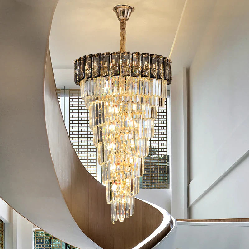 Axyaa Amber Crystal Chandelier for Luxury Living Room and High-rise Hall