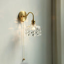 Axyaa Nordic LED Wall Light with Pull Chain Switch, Crystal Glass Copper Lamp