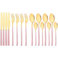 Axyaa Black Gold Stainless Steel Cutlery Set - 16 Piece Dinnerware Flatware Silverware