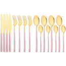 Axyaa Black Gold Stainless Steel Cutlery Set - 16 Piece Dinnerware Flatware Silverware
