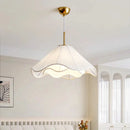 Axyaa Nordic Fabric LED Chandelier | Modern White Pendant Light for Dining Room & Foyer