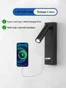 Axyaa Bedside Reading Light, USB Charging, Adjustable 3W LED Spotlight, Bedroom & Hotel