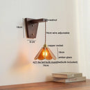 Axyaa Walnut Glass Pull Chain LED Wall Light Fixture for Home Decor