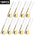 Axyaa Black Gold Stainless Steel Cutlery Set - 18Pcs Tableware Kitchen Silverware