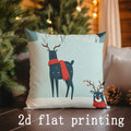 Axyaa Festive Santa & Deer Pattern Cushion Cover for Sofa, Bedroom, Car