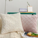 Axyaa White/Pink Plush Cushion Cover 45x45 for Living Room Sofa, Office D��cor