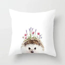 Cute Animals Print Decor Pillowcase by Axyaa - Pink Flower Theme