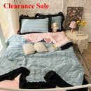 Axyaa Seersucker Chiffon Lace Summer Cool Quilt 3-Piece Set