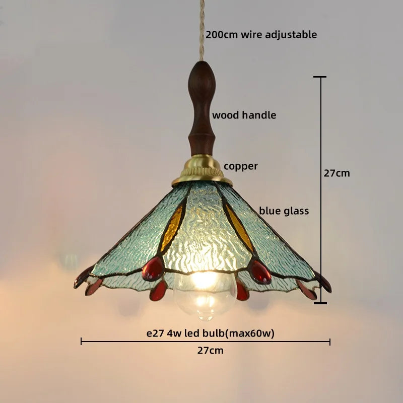 Axyaa Modern Pink Glass LED Pendant Lights Copper Hanging Lamp for Home Decor