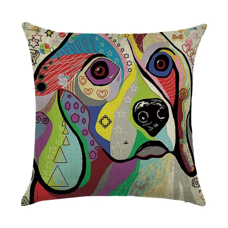 Axyaa Cartoon Dog Linen Pillowcase 45*45cm