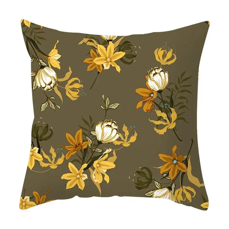 Axyaa Yellow Floral Geometric Pillowcase for Home Decor