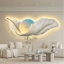 Axyaa Feather LED Wall Clock - Luxury Art Decor for Living Room - Silent, Large & Stylish