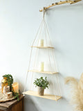 Axyaa Triangle Wooden Wall Shelf for Home Decor and Plant Display