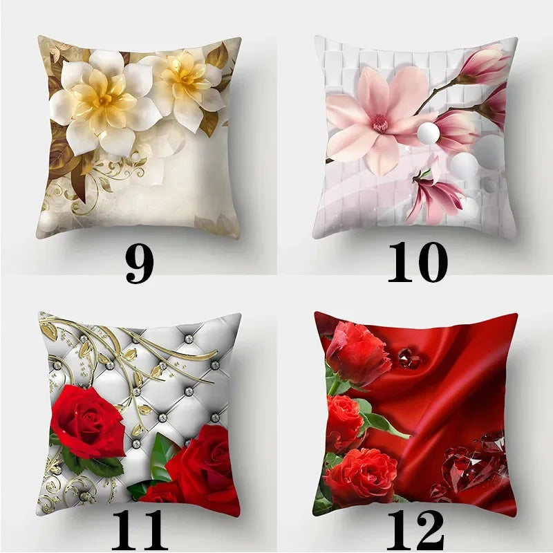 Axyaa Retro Flowers Pillowcase 45cmX45cm Square Sofa Cushion Cover