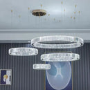 Axyaa Gold Steel Crystal Chandelier Remote Control Dimmable Pendant Lights