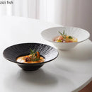 Axyaa Solid Color Rock Texture Ceramic Dinner Plate Soup Pasta Salad Molecular Cuisine Specialty Tableware