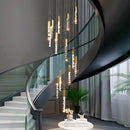 Axyaa Golden Crystal Stairs Chandelier Luxe Lighting