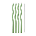 Axyaa Glass Straws - 5Pcs Colorful, Eco-Friendly Wavy Design for Juice & Cocktails