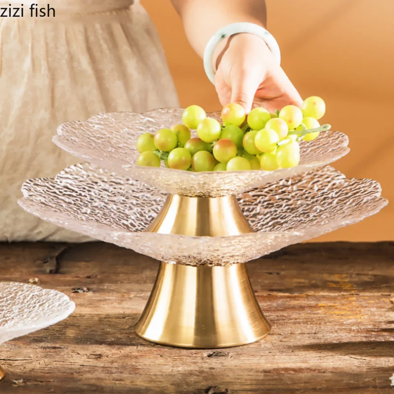 Axya Glass Plates Salad Bowl Cake Stand Dessert Bowl Dim Sum Dish Tray