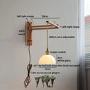 Axyaa Vintage LED Wall Lamp Amber Glass Wood Wabi Sabi Arandela