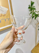 Axyaa Happy Duck Glass Cup: Cute Handmade Duck Design, Tall Dessert Cup