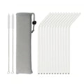 Axyaa Stainless Steel Reusable Metal Drinking Straws Set with Cleaner Brush