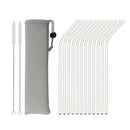 Axyaa Stainless Steel Reusable Metal Drinking Straws Set with Cleaner Brush