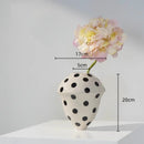 Axyaa Polka Dot Ceramic Vase Pot Home Decor Handicrafts Flower Arrangement Accessory