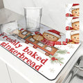 Christmas Gingerbread Snowflake Drying Mat by Axyaa: Non-Slip Absorbent Kitchen Placemat