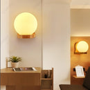 Axyaa Wood Wall Lamp with LED Glass Lampshade for Bedroom and Staircase Lighting