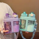 Axyaa Double Drink Water Bottles with Tea Filter and Straw - BPA Free