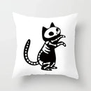 Skull Cat Black Pillowcase 45x45cm Home Decor for Sofa & Car - Axyaa