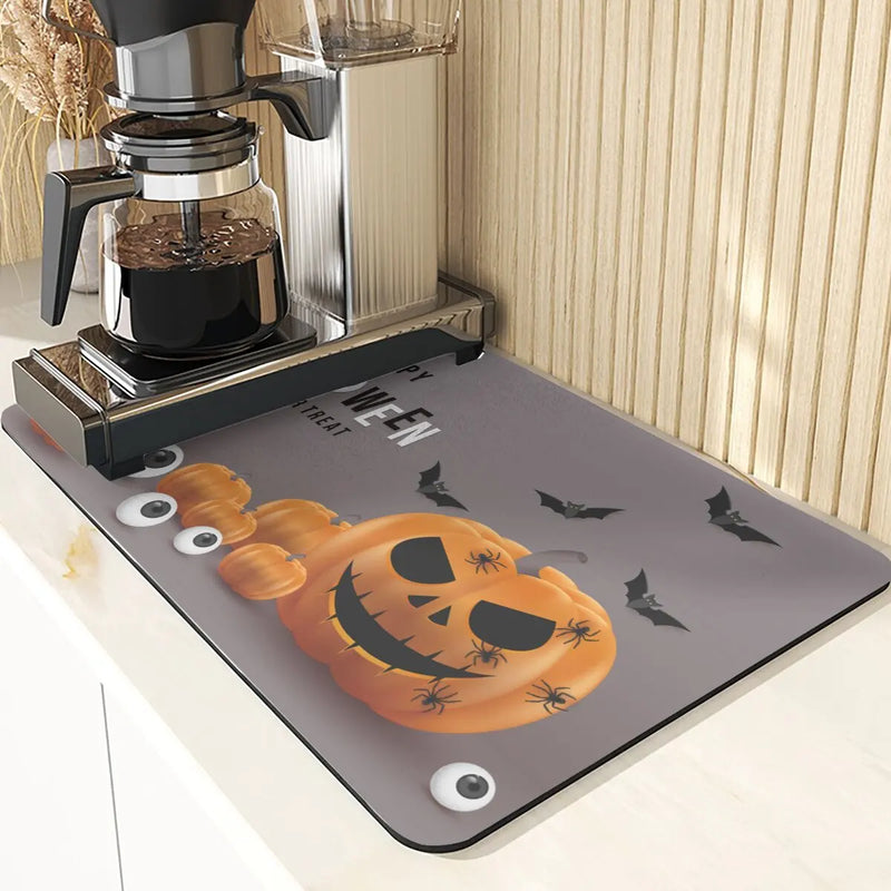 Axyaa Pumpkin Pattern Kitchen Absorbent Drying Mat & Cup Mats