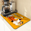 Axyaa Halloween Kitchen Draining Mat: Absorbent & Antiskid.