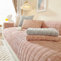 Axyaa Flannel Sofa Cover Slipcover 1/2/3 Seat Non-Slip Pet Solid Color Thicken Armrest Towel