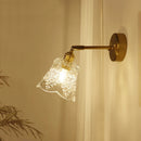 Axyaa Glass Shade Brass Wall Sconce Lamp - Modern Luxury Mirrored Bedside Light