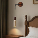 Axyaa Wood LED Wall Light with Adjustable Wire & Yellow Travertine Lampshade